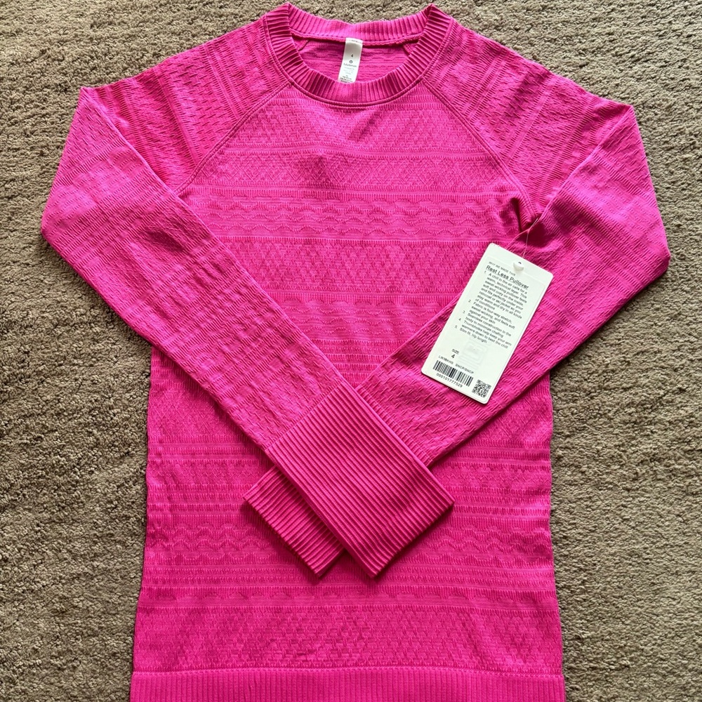 Lululemon RestLess Pullover Brand New Size 4 Sonic Pink